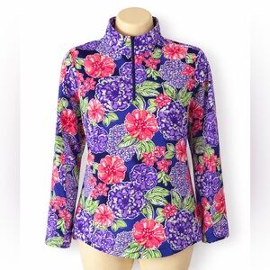 IBKUL Larisa Floral UPF 50+ Golf Top Mock Neck Long Sleeve Small